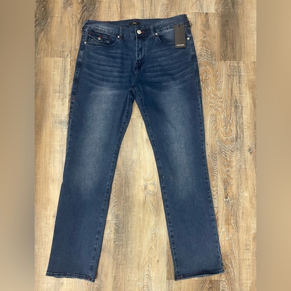 True Religion Men's Dark Blue Straight Jeans, 36x34”, “Ricky” Fit - Picture 4 of 8